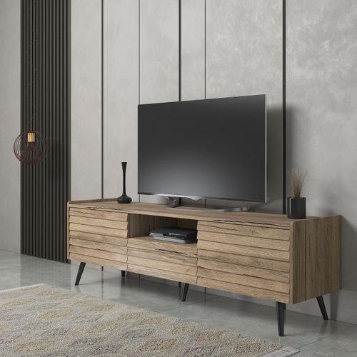 Della Panjur Kapaklı 2 Kapak 1 Çekmece Duvar Raflı Premium 180 Cm Tv Ünitesi - Minifiks - Pera - Siyah