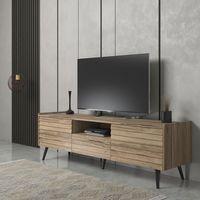 Della Panjur Kapaklı 2 Kapak 1 Çekmece Duvar Raflı Premium 180 Cm Tv Ünitesi - Minifiks - Pera - Siyah