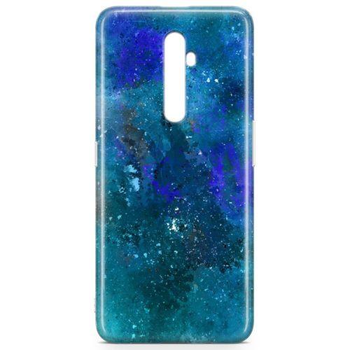 Oppo Reno2 Z 2019 Kılıf Mavi Mermer Arka Kapak Koruma Desenli Full Koruyucu