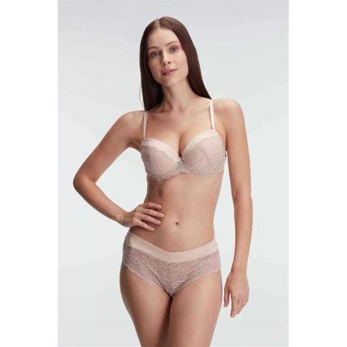 Destekli Balenli Kaplı Dantel Detaylı Sütyen Slip İç Çamaşırı Takımı