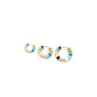 3'lü Renkli Halka Küpe - Altın