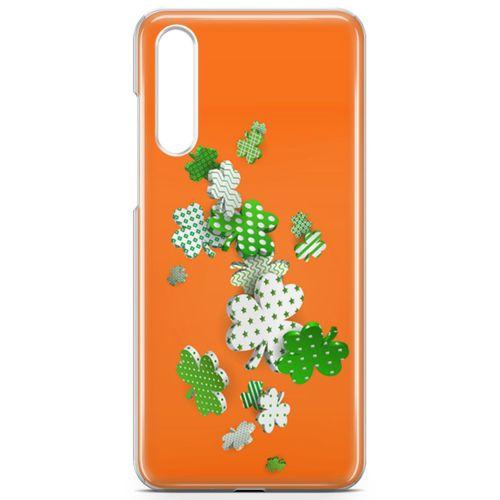 Huawei P20 Pro Kılıf Yeşil Beyaz Yoncalar Arka Kapak Koruma Desenli Full Koruyucu