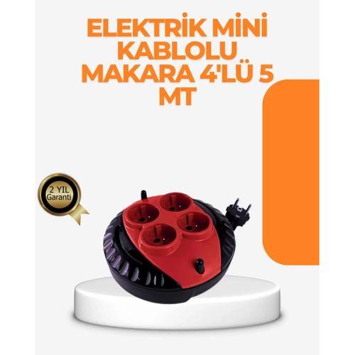 Kırmızı Renk 5 Metre 4’lü Kablolu Priz Makarası