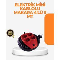Kırmızı Renk 5 Metre 4’lü Kablolu Priz Makarası