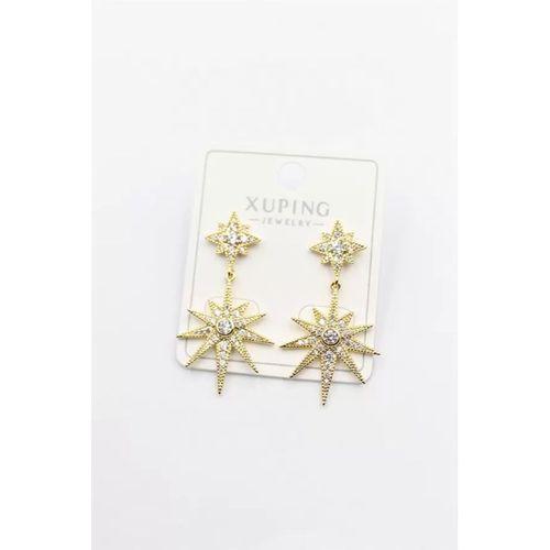 Taşlı Kutup Yıldızı Küpe - Altın