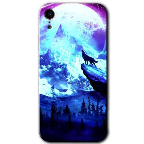 iPhone XR Kılıf HD Desen Baskılı Arka Kapak + Temperli Cam - Mega Kurt