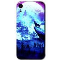 iPhone XR Kılıf HD Desen Baskılı Arka Kapak + Temperli Cam - Mega Kurt