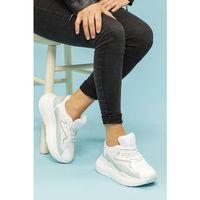Mika 208 Beyaz-Su Yeşili Renk Beyaz Taban Spor Sneaker Kadın Ayakkabı