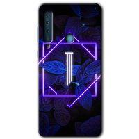 Samsung Galaxy A9 2018 Kılıf HD Desen Baskılı Arka Kapak - Dark Neon Yaprak I Harfi