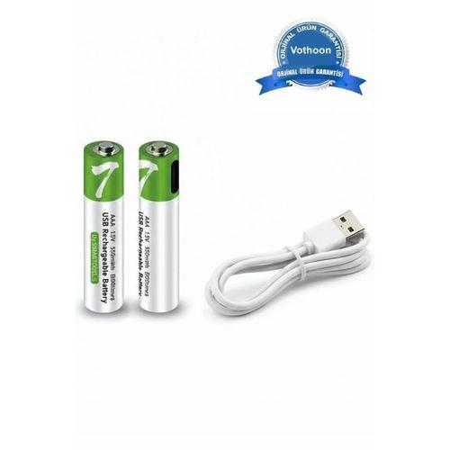 Type-c Şarjlı 800mwh 1.5v Şarj Edilebilir 2’li Aaa İnce Pil - Lityum Iyon Batarya