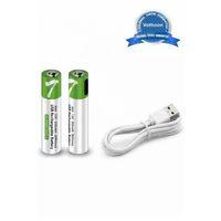 Type-c Şarjlı 800mwh 1.5v Şarj Edilebilir 2’li Aaa İnce Pil - Lityum Iyon Batarya