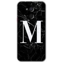 MRCİLETİSİM General Mobile GM 8 Kılıf HD Desen Baskılı Arka Kapak + Temperli Cam - Siyah Mermer Desenli M Harfi