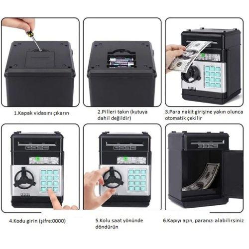 Elektronik Şifreli Kasa Otomatik Kağıt Para Alan ATM Kumbara (3748)