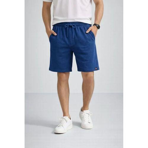 Erkek Otoban Dokuma Şort Beli Lastikli Bağcıklı, Cepli, Rahat Kesim Günlük Yazlık Şort - İndigo
