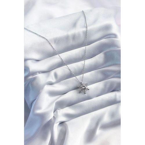 316L Çelik Gold Renk Zirkon Taşlı Kar Tanesi Projeksiyon Model Kadın Kolye