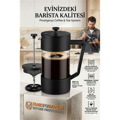 300ml Tortusuz French Press - Çift Filtreli Kahve Demleme Sanatı  716539