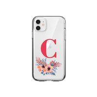 Pembe Çiçekli C Harfli iPhone 11 Şeffaf Kılıf