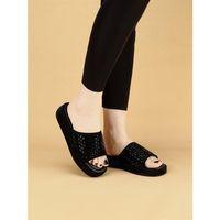 LAYKLY Taş Detaylı Parlak Yazlık Model  Platform Kadın Siyahterlik