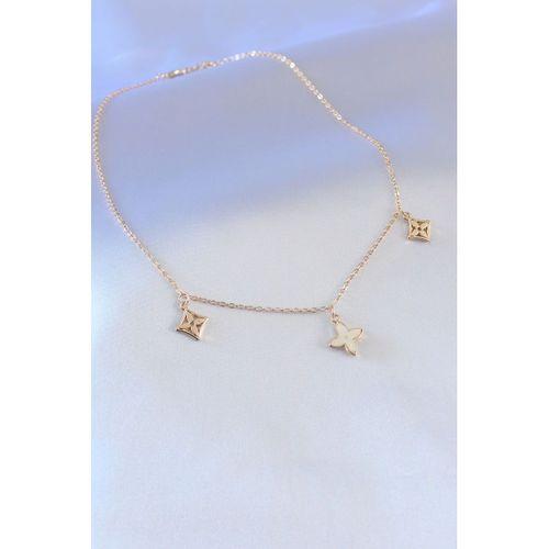 Gold Renk Çiçek Figür Kadın Kolye