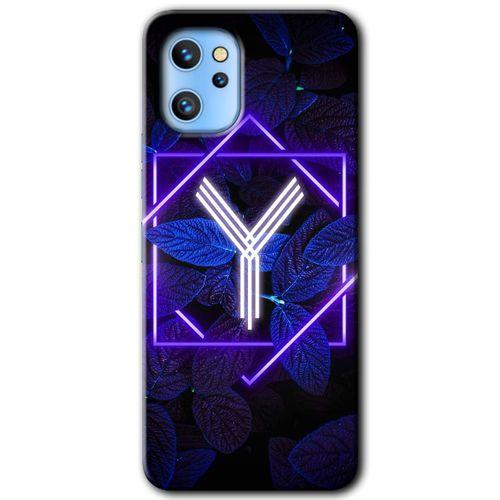 Reeder S19 Max Pro Kılıf HD Desen Baskılı Arka Kapak - Dark Neon Yaprak Y Harfi
