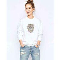 Aslan Colours Floral Baskılı Beyaz Kadın Sweatshirt