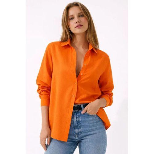 Uzun Kollu Gömlek Düğmeli Klasik Yaka Günlük Ve Ofis Şıklığına Uygun - Turuncu