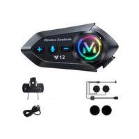 Y12 Motor Kask Kulaklık Rgb Modlu Radyolu Motosiklet Kulaklık 5 3 Bluetooth Intercom