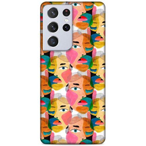 Lopard Samsung Galaxy S21 Ultra Uyumlu Kılıf Sürreal Yüzler ♀ (6) Silikon Kılıf Desenli
