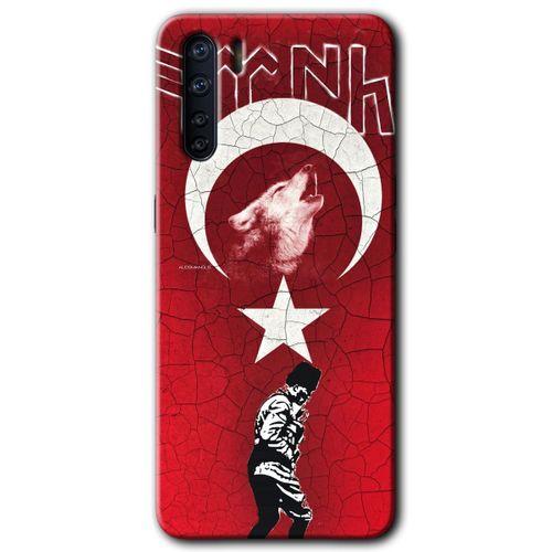 OPPO Oppo A91 Kılıf HD Desen Baskılı Arka Kapak + Temperli Cam - Bozkurt Atam