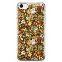 Apple iPhone 7 Kılıf Doodle Restaurant Arka Kapak Koruma Desenli Full Koruyucu