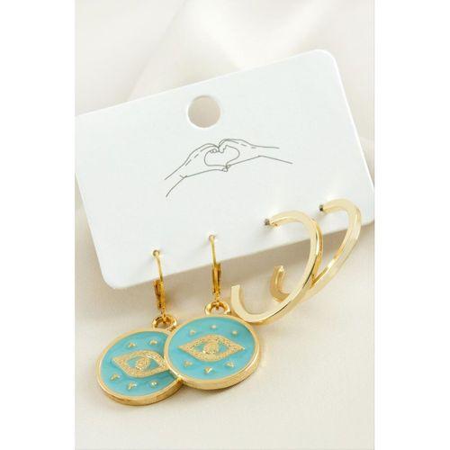 4 Adet Göz Mineli Halka Küpe