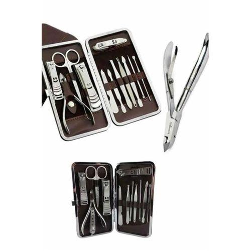 12 Parça Paslanmaz Çelik Kompakt Ve Taşınabilir Manikür Makası Tırnak Makası