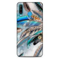 Huawei P30 Lite Kılıf Desenli Özel Seri Tüyler (30) Silicone Case