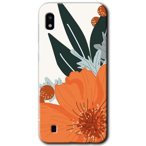 MRCİLETİSİM Samsung Galaxy A10 Kılıf Baskılı Kapak - Portakal Çiçeği +Tam Kaplayan Mat Seramik