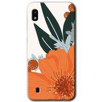 MRCİLETİSİM Samsung Galaxy A10 Kılıf Baskılı Kapak - Portakal Çiçeği +Tam Kaplayan Mat Seramik