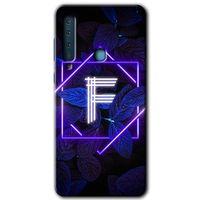 Galaxy A9 2018 Kılıf HD Desen Baskılı Arka Kapak - Dark Neon Yaprak F Harfi