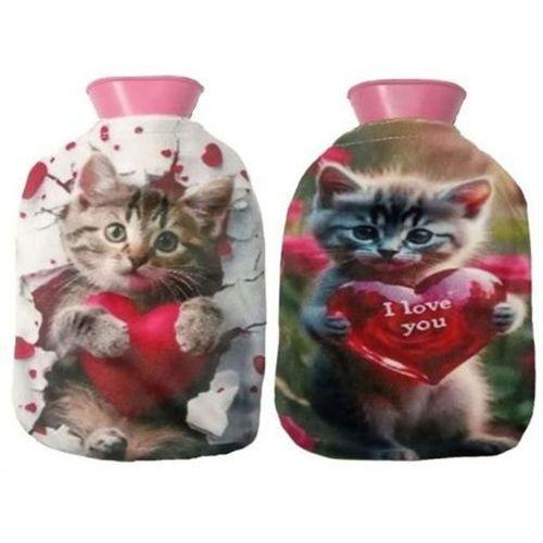 2 Adet Sıcak Su Torbası Peluş Kedili Termofor 19X13X2Cm 500 Ml