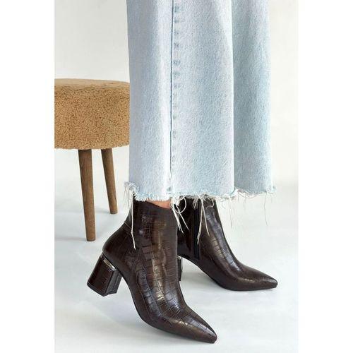 Meça Kahverengi Cilt Topuklu Bot