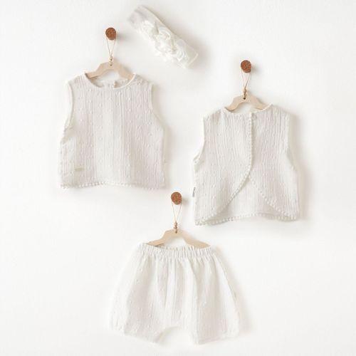 Andywawa Andywawa AC26643 Baby Chic 3lü Takım Ekru