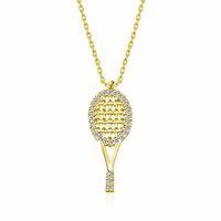 Lucky Life 925 Ayar Gumuss  Gold Tenis Raketi Bayan Kolye