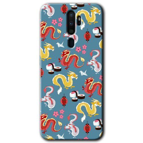 Oppo A5 2020 Kılıf Baskılı Kapak - Funky Dragon +Tam Ekran Koruyucu