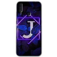 Potkal Hediye Fabrikası General Mobile GM 10 HD Baskılı Kılıf + 9D Tam Ekran Koruyucu - Dark Neon Yaprak J Harfi