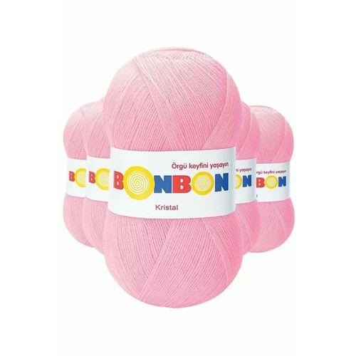 5 Adet Kristal El Örgü Lif İpi Şeker Pembe 98588 - bonbon mudanis