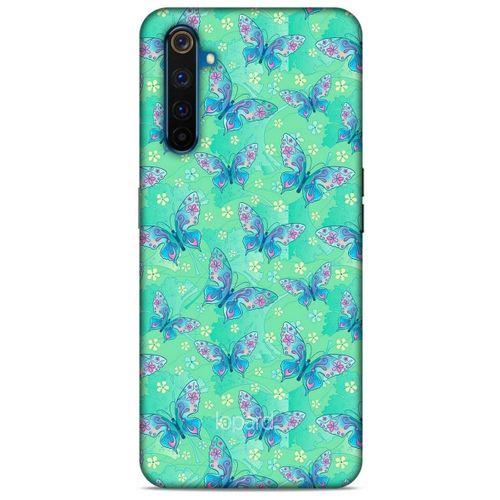 Oppo Realme 6 Kılıf Kelebek Etkisi (10) Full Koruma Kılıfı Fuşya Yeşil