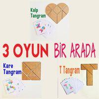 Kalp, Kare Ve T Tangram Akıl Zeka Mantık Matematik Beceri Eğlenceli Öğretici Oyunu