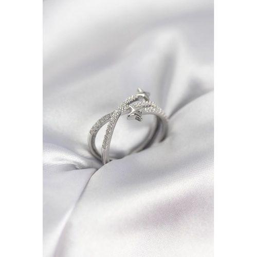 Gümüş Renk Zirkon Taşlı Halley Model Kadın Yüzük