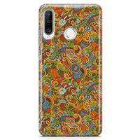 Huawei P30 Lite 2020 Kılıf Doodle Piknik Seti Arka Kapak Koruma Desenli Full Koruyucu