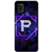 Potkal Hediye Fabrikası Samsung Galaxy A21s HD Baskılı Kılıf + 9D Tam Ekran Koruyucu - Dark Neon Yaprak P Harfi