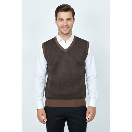 Erkek V Yaka Süveter Çelik Örgü Regular Kalıp BGL-ST04840