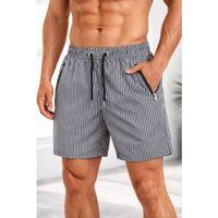 Erkek Deniz Şortu Fermuarlı Cepli File Astarlı Hızlı Kuruyan Premium - Siyah